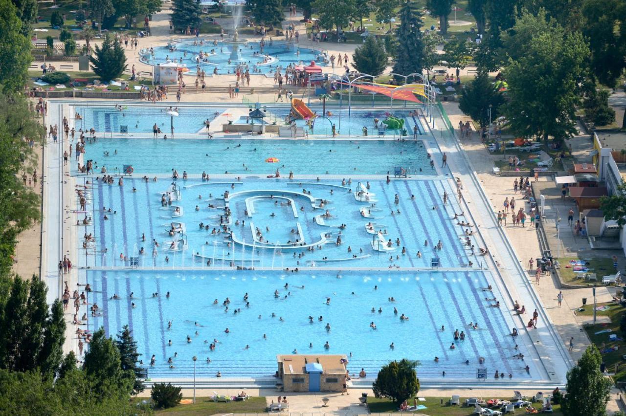 아일랜드 호스텔 부다페스트 외부 사진 Aerial view of the swimming pool